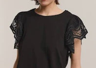 SUMMUM - JERSEY TOP TEE WITH LACE